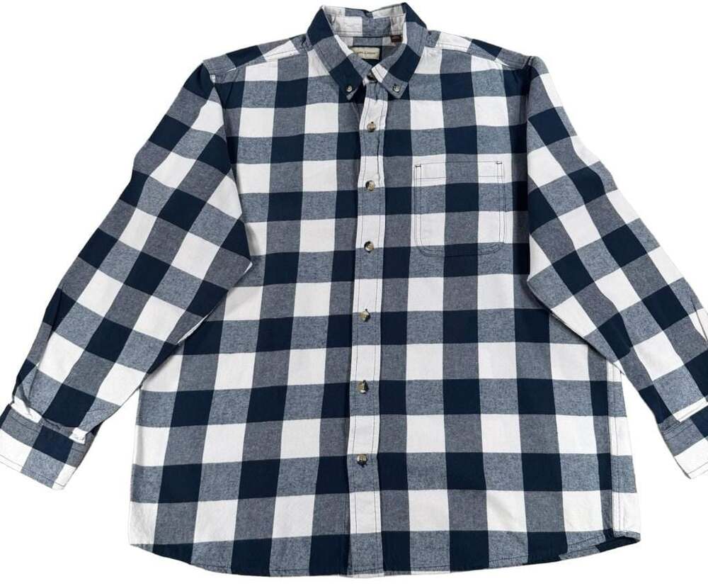 Hobbs Creek Men's XL Long Sleeve Blue and White  Flannel Button-Down Shirt